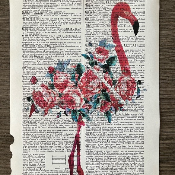 Flamingo Themed Dictionary Prints - Set of 3 - Picture 4 of 4